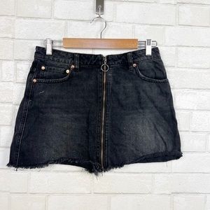 Free People We the Free Zip it up Charcoal Mini Denim Skirt